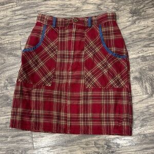 St. John's Bay Red Plaid Mini Skirt with Denim Features - 10